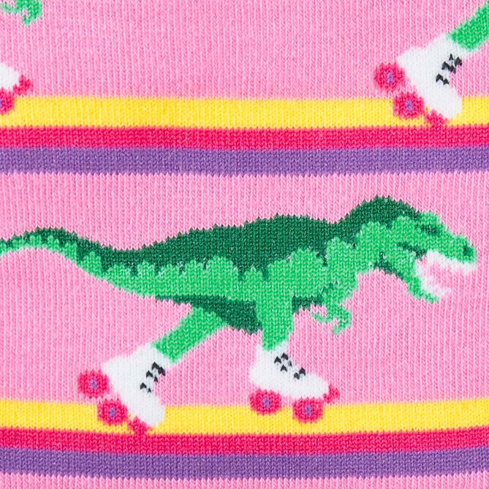 Knehøye sokker med dinosaurer på skøyter