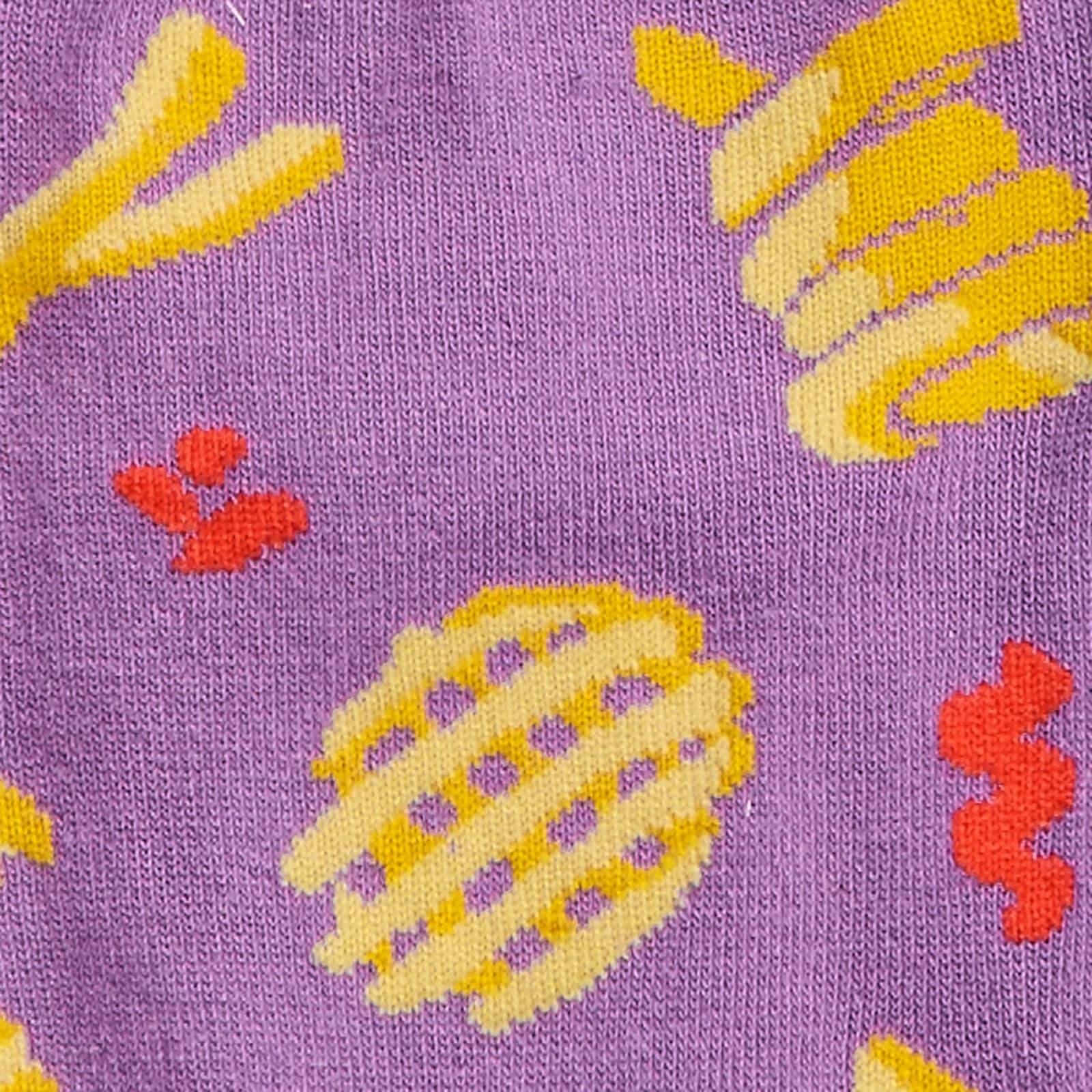 Herresokker med pommes frites-motiv